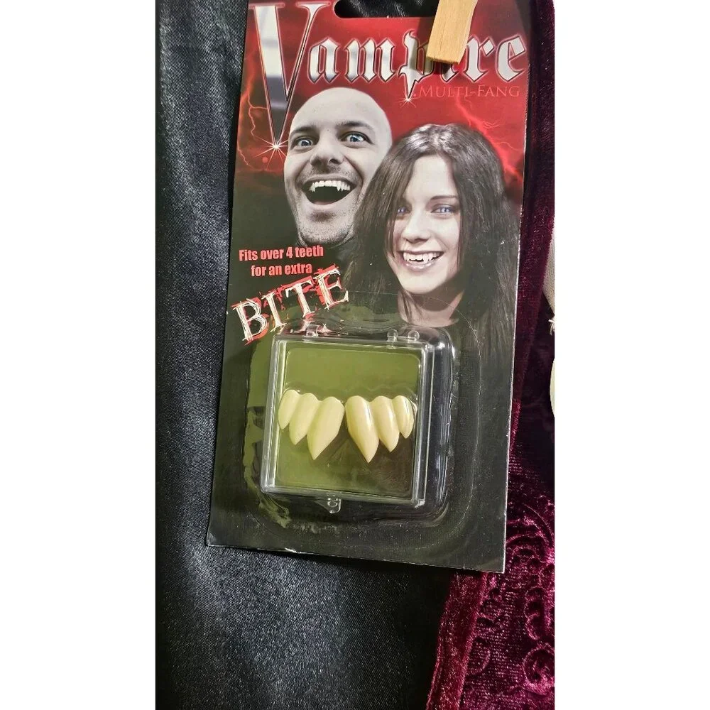 Spirit Halloween Vampire Costume Deluxe Boys 12-14 Cape Fangs Shirt Dracula - Picture 8 of 10